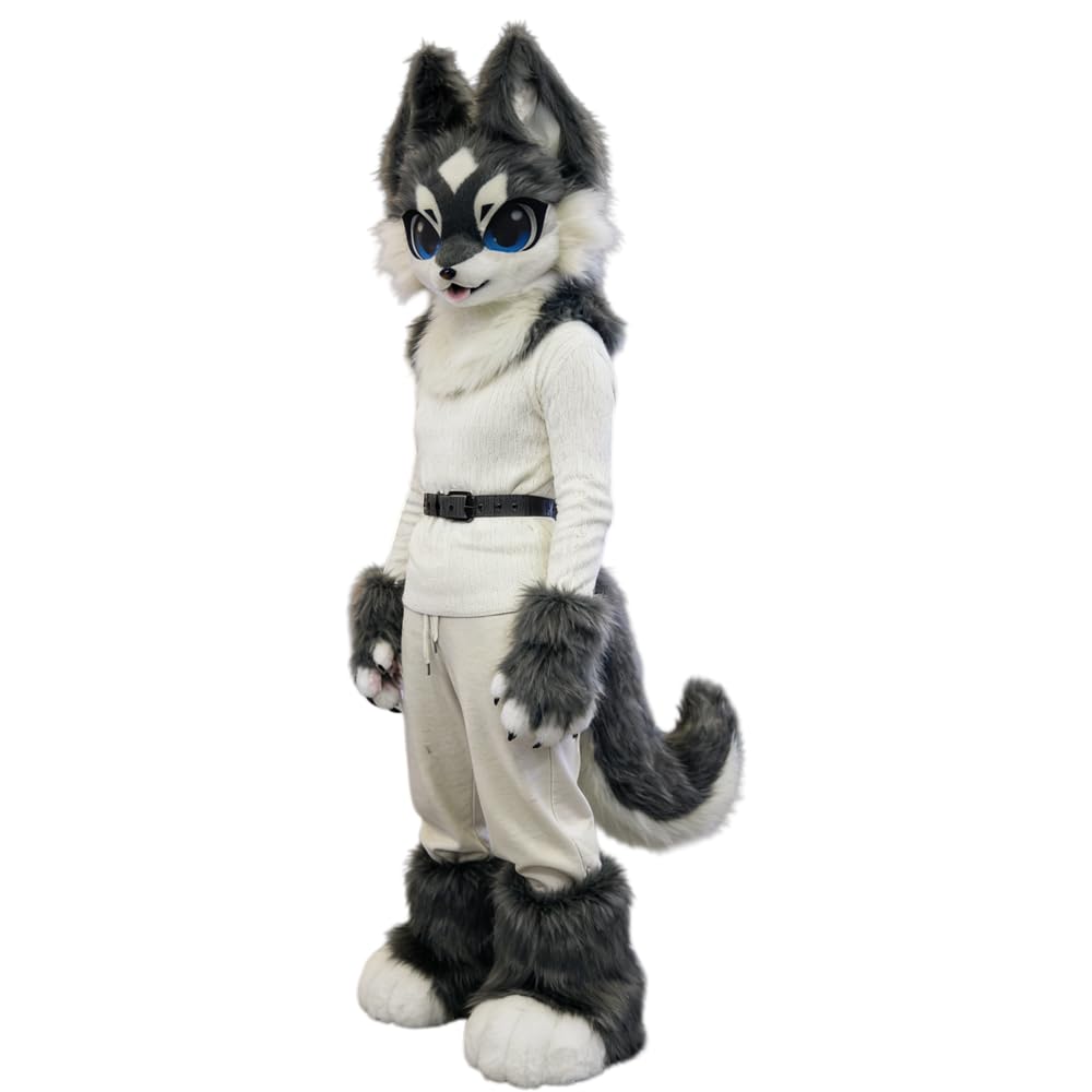 Amazon.co.jp: 毛のスーツ、fursuitコスチュームアウトフィット